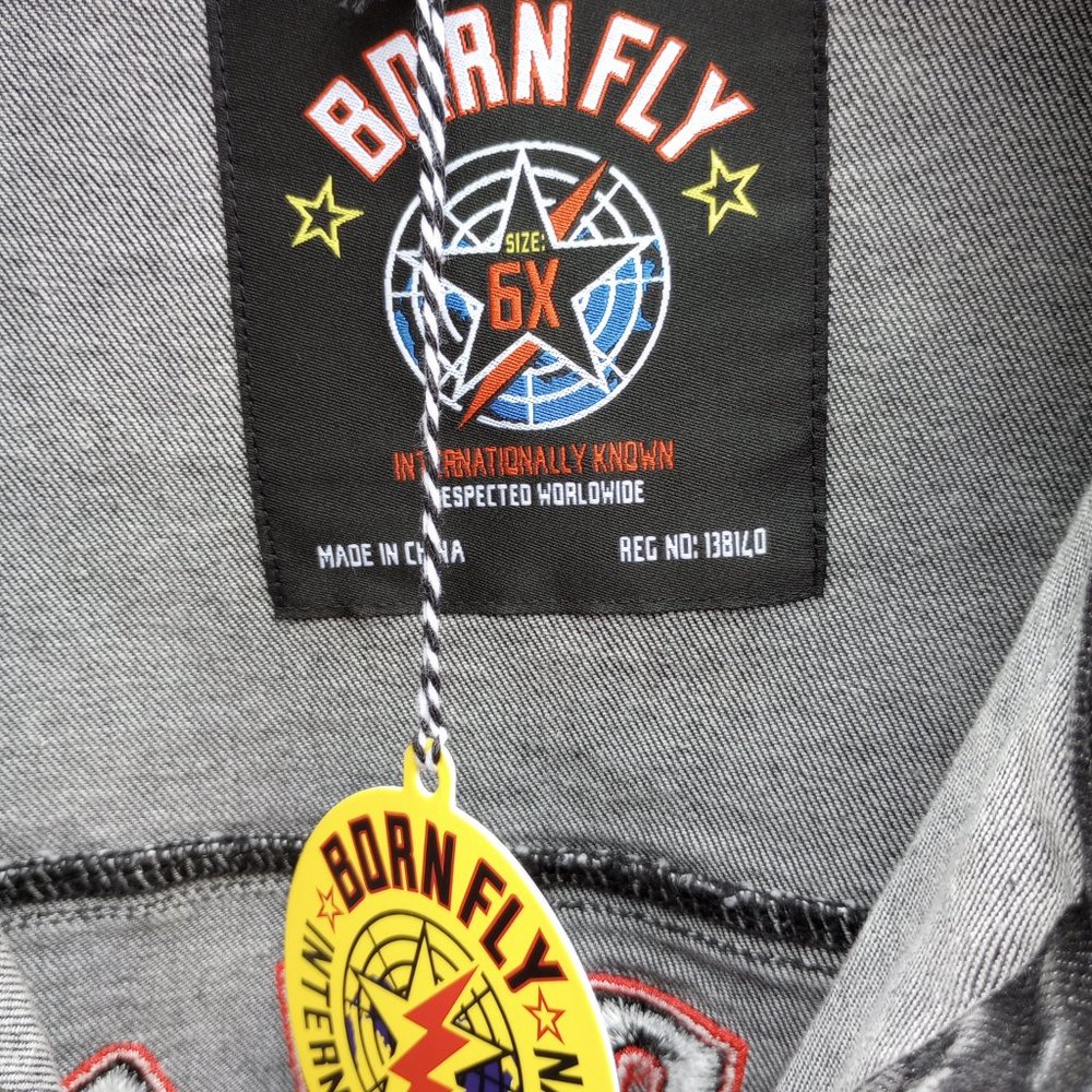 BORN FLY Embroidered Denim Jacket - Picture 6 of 16